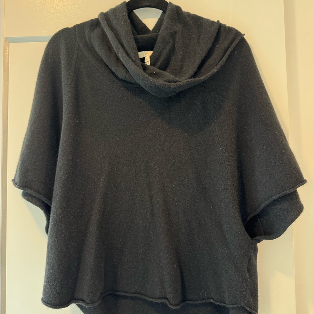 Joie Wool and Cashmere Cozy Black Cowl Neck Poncho Sweater Size Small